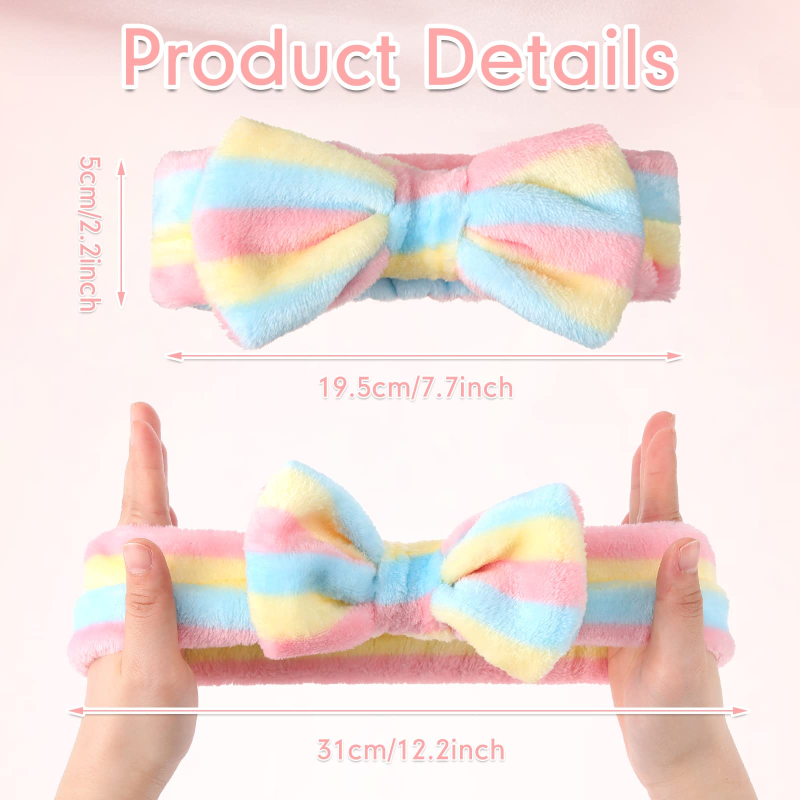 Giegxin 48 Pieces Spa Headband Bulk Bow Hair Band Facial Makeup Headbands Fluffy Plush Headband For Women Washing Face Spa Showe