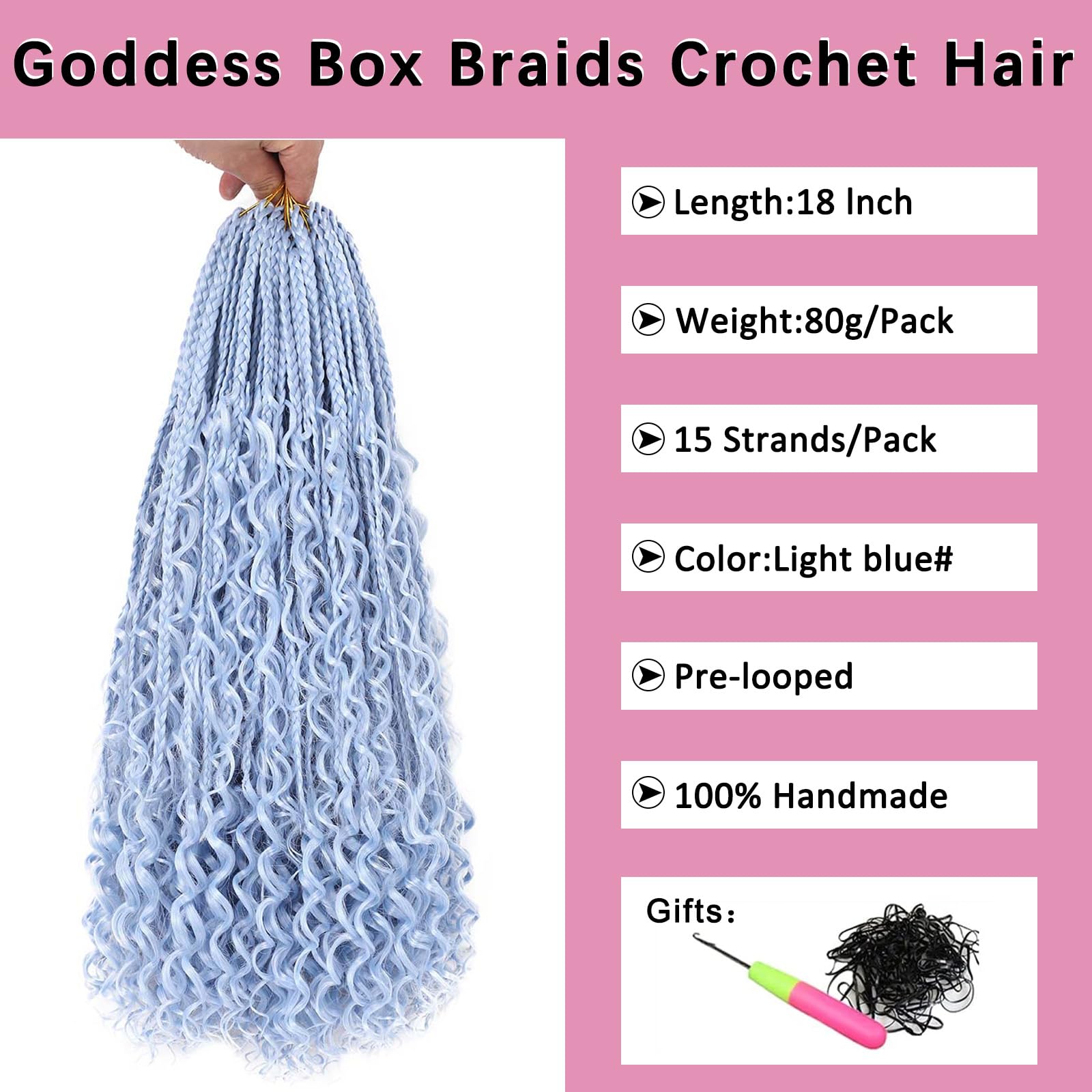 Cookoo 8 Pack Boho Box Braids Crochet Hair For Black Women 18 Inch Synthetic Afro Goddess Box Braids Curly Ends Crochet Hair Pre