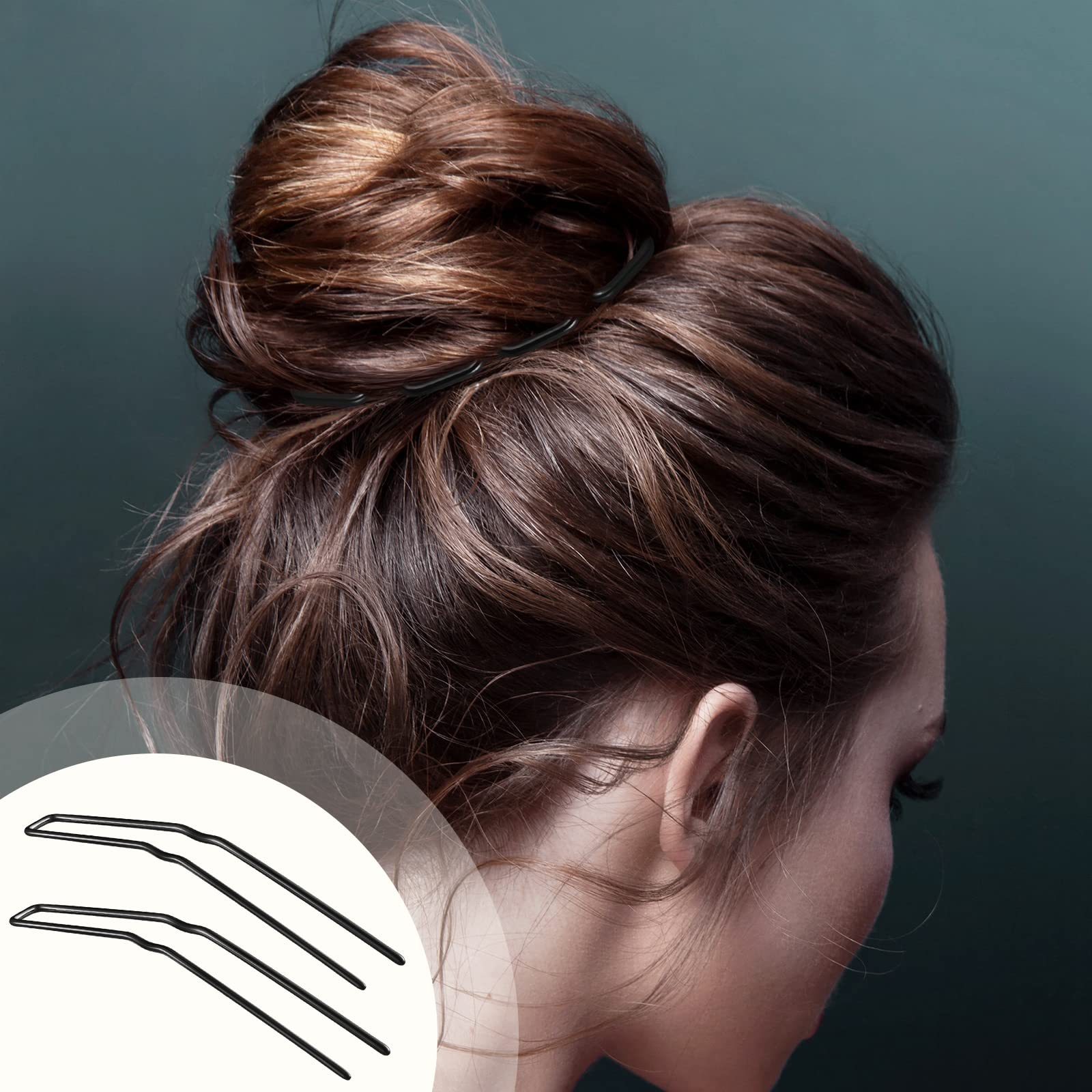 Waydress 36 Count Black U-Shaped Hair Pins, 3 Inches, For Updo Bun Bobby Pins For Women Girls Thick Curly Hair, Hair Styling Pin