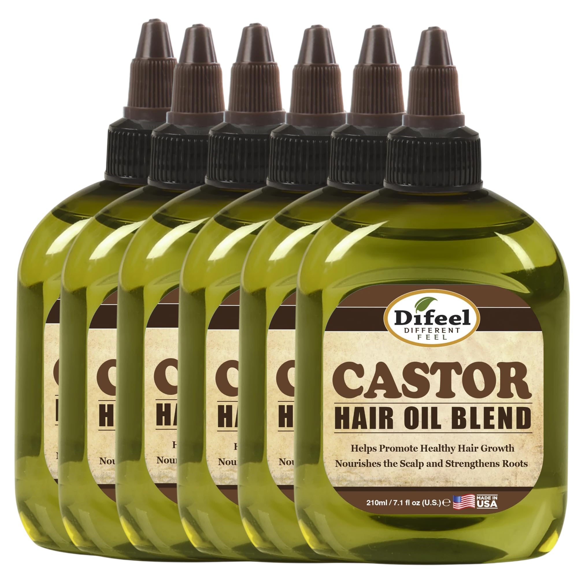 Difeel Mega Care Castor Hair Oil Blend  Travel Size 7.1 Ounce (PACK OF 6)