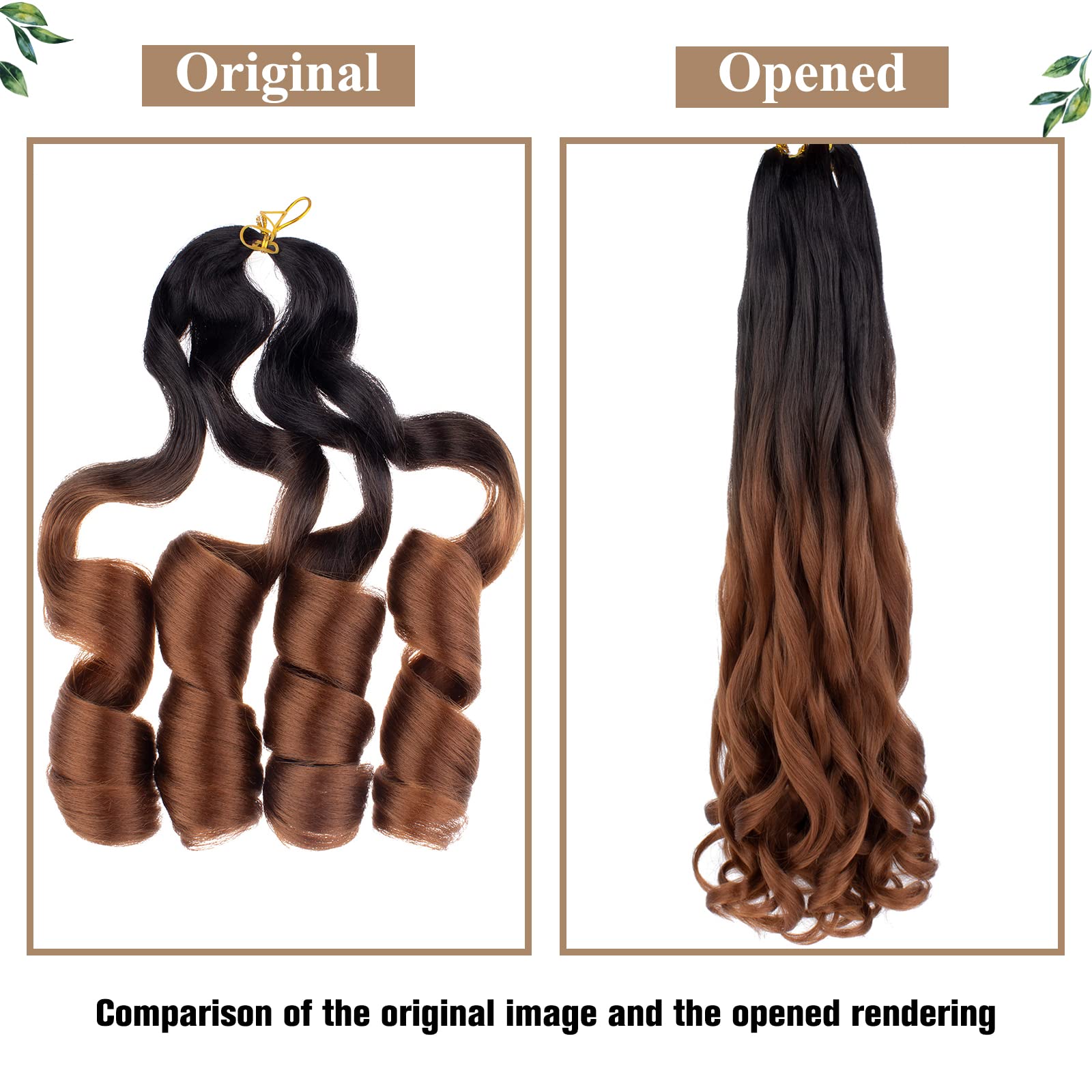 Cookoo 9 Pcs Pre Stretched French Curly Braiding Hair 18 Inch Ombre Brown Braiding Hair For Women Bouncy French Curl Hair Spanis