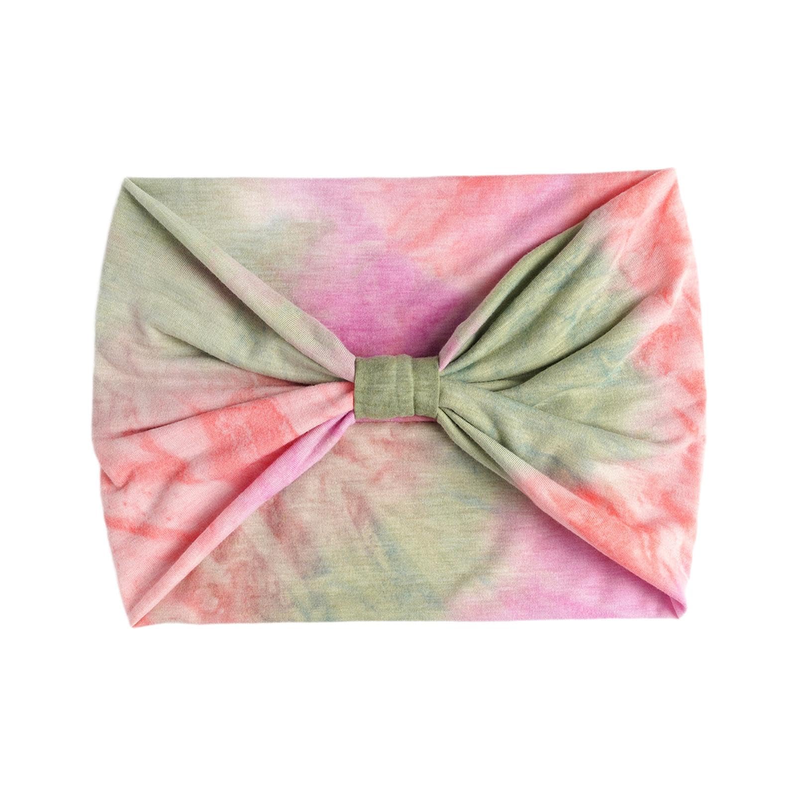 ATORSE?Women Wide Headband Tie Dye Head Scarf Sweat Absorbent Soft Stretchy Bandana Style C