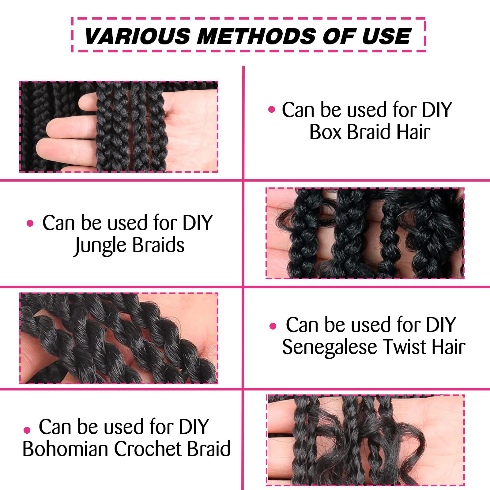 Unionbeauty 26 Inch 2 Packs Pre Stretched Braiding Hair Pink Light Green Blue Ombre Braiding Hair For Box Braids Yaki Texture Ho
