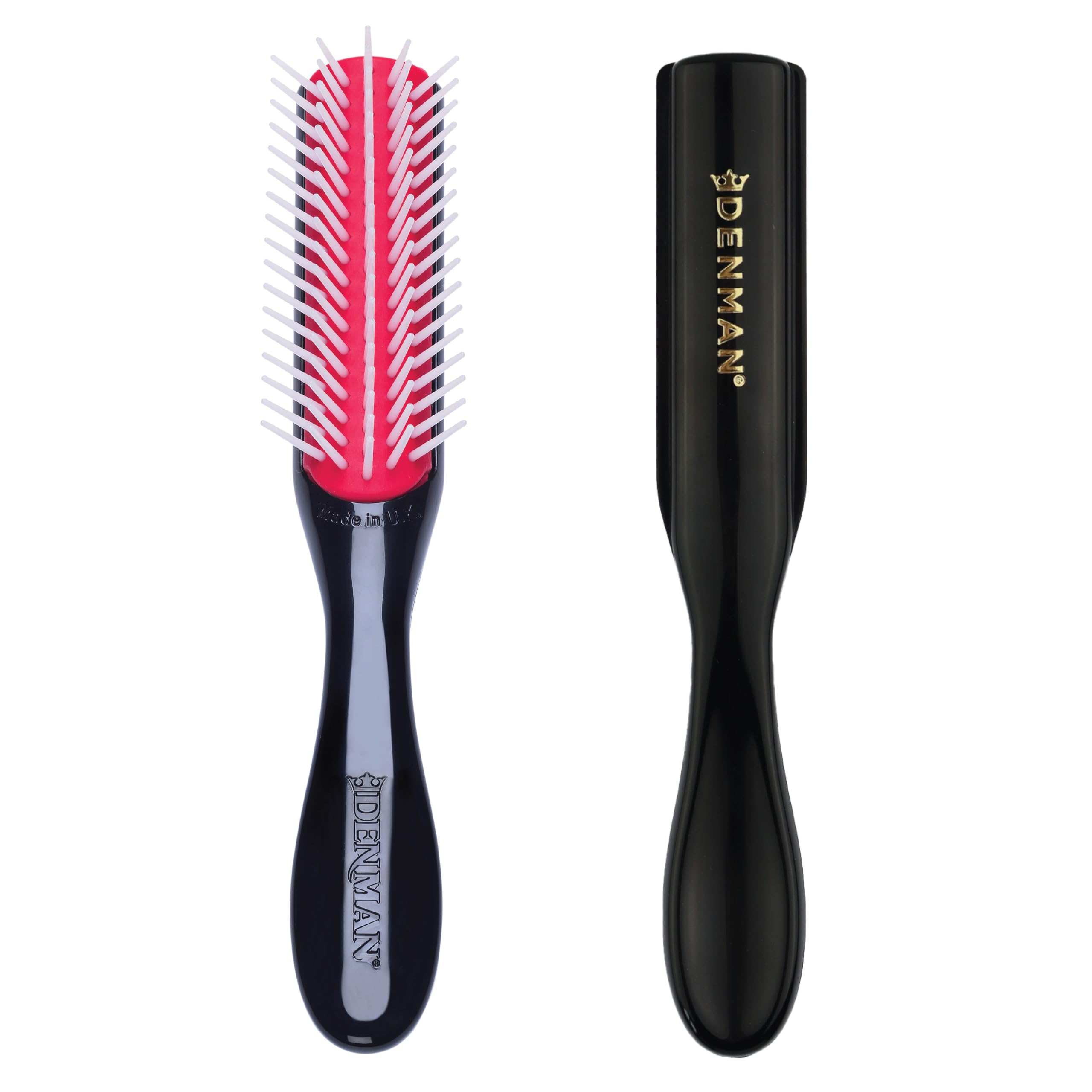 Denman Curly Hair Brush D14 (Black) 5 Row Styling Brush for Detangling, Separating, Shaping and Defining Curls, Fringes & Bangs 