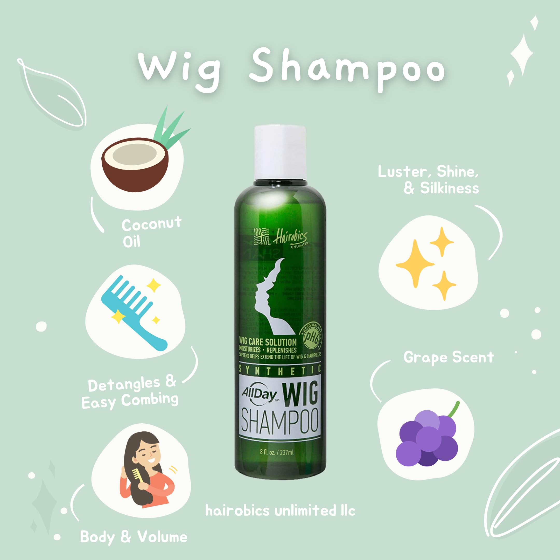 AllDay Locks Synthetic Wig Shampoo | Revitalizes and Refreshes | Cleanses & Extends Lifespan of Wigs & Hairpieces | Soft & Fresh