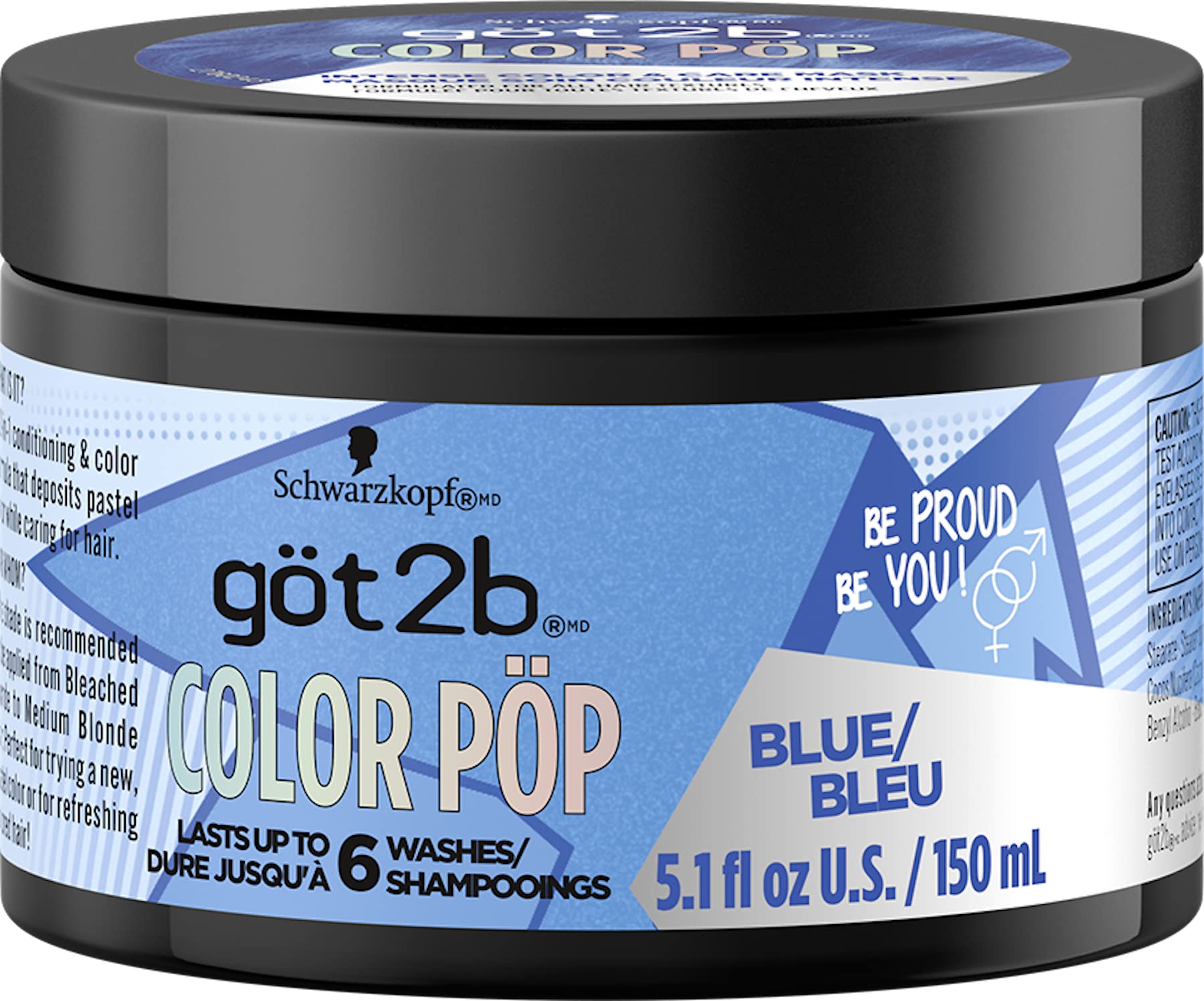 Got2B Color Pop Semi-Permanent Hair Color Mask, Blue, 5.1 oz