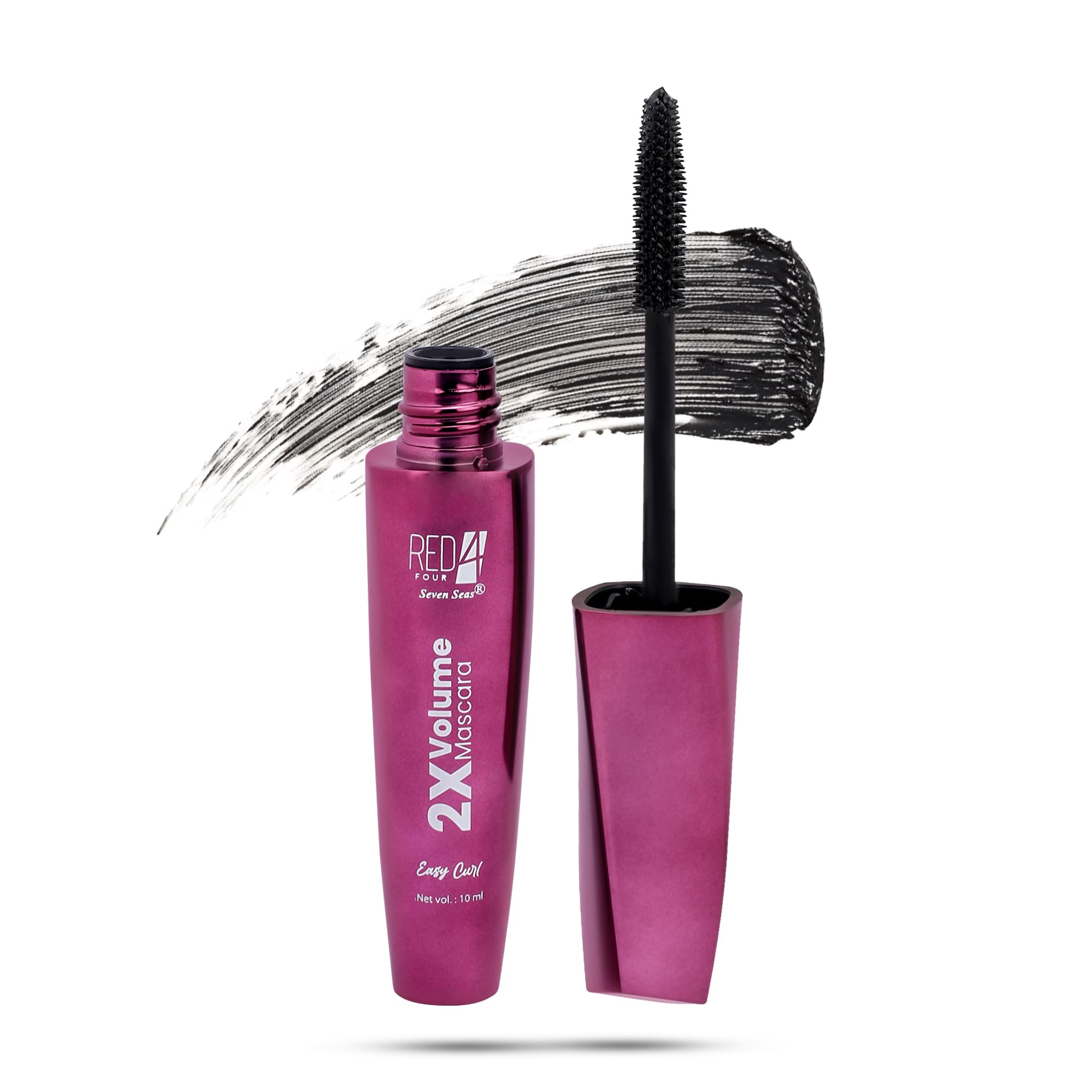 Red 4 Easy Curl 2X Volume Mascara | Intense Black | Smudgeproof And Waterproof | Long Lasting | Mascara For Women