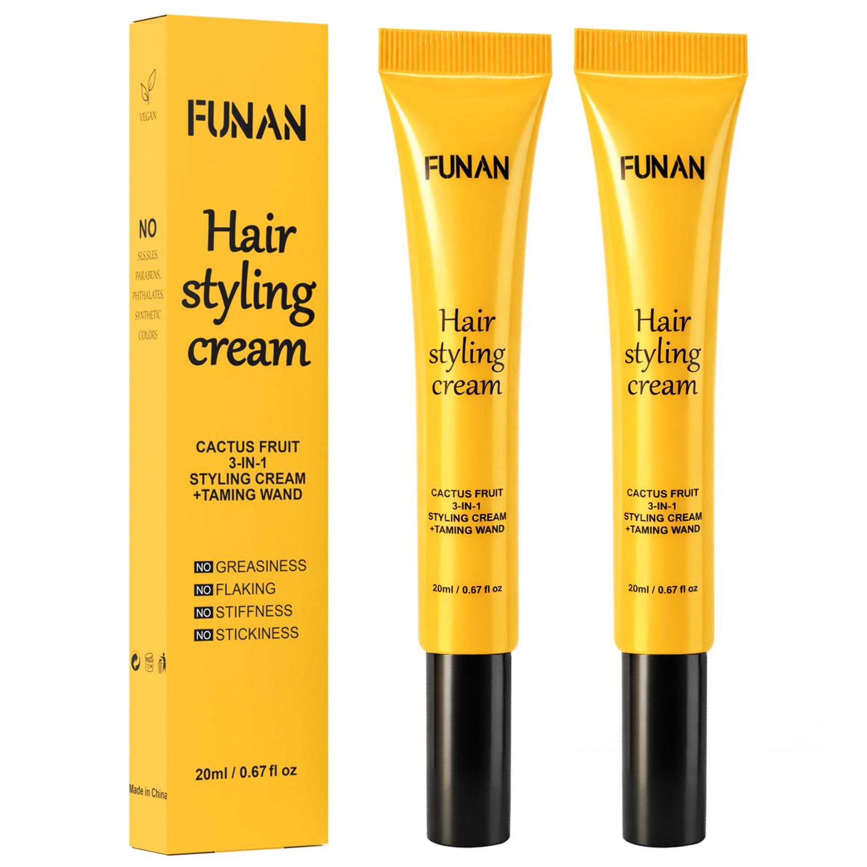 Hair Styling Cream, Flyaways Hair Tamer for Baby Hair & Frizz,2Pack