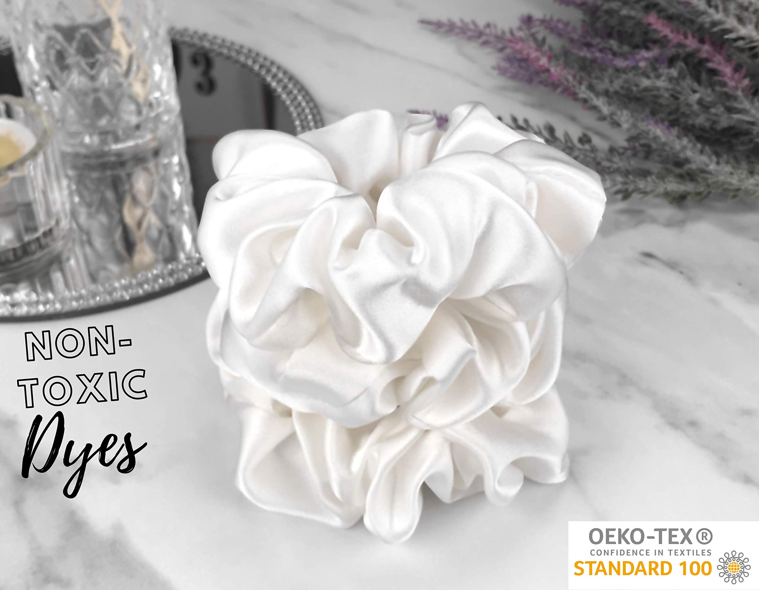 Celestial Silk Mulberry Silk Scrunchies For Hair (White)