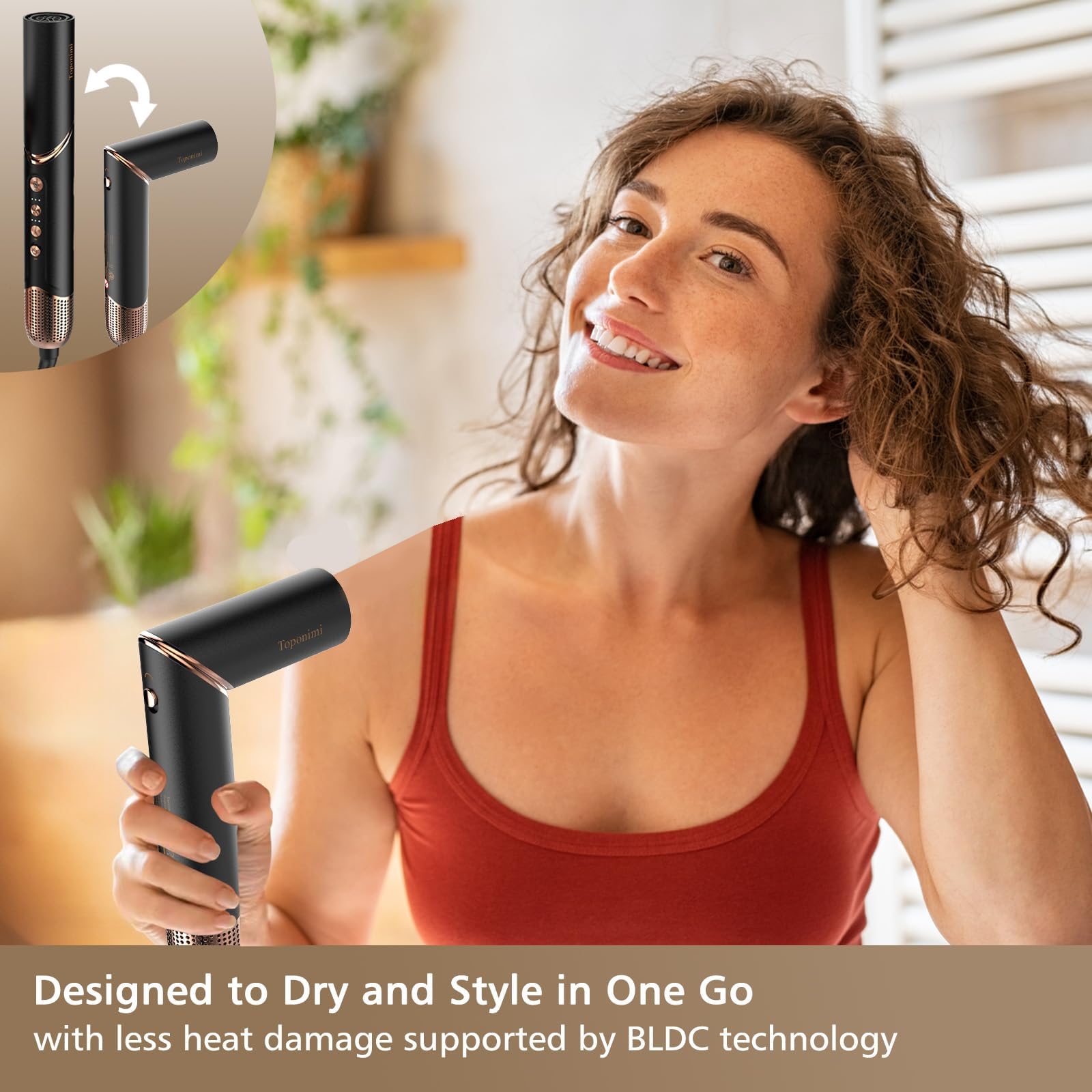 Auto Wrap Air Hair Styler & Dryer, 5 In 1 Multi Styling Hot Air Dryer Brush Curler For Hair, High Speed 110000 Rpm Negative Loni