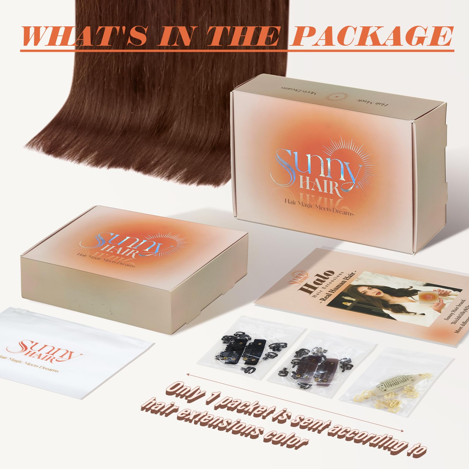 Sunny Wire Hair Extensions Real Human Hair Fish Line Human Hair Extensions Invisible Wire Extensions Auburn Red #33 18 Inch