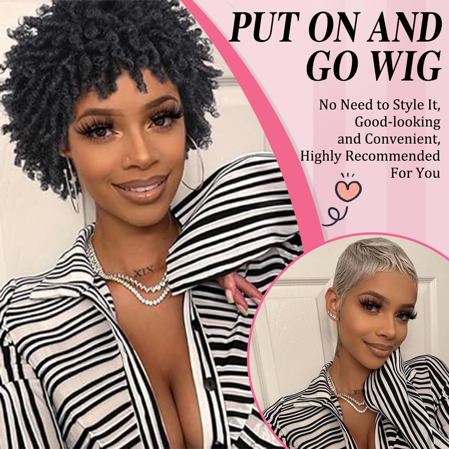 Sun Locs Short Dreadlocks Wigs For Black Women And Men, Pixie Cut Synthetic Afro Twists Dreadlocks Wig Faux Locs Braided Full Ha