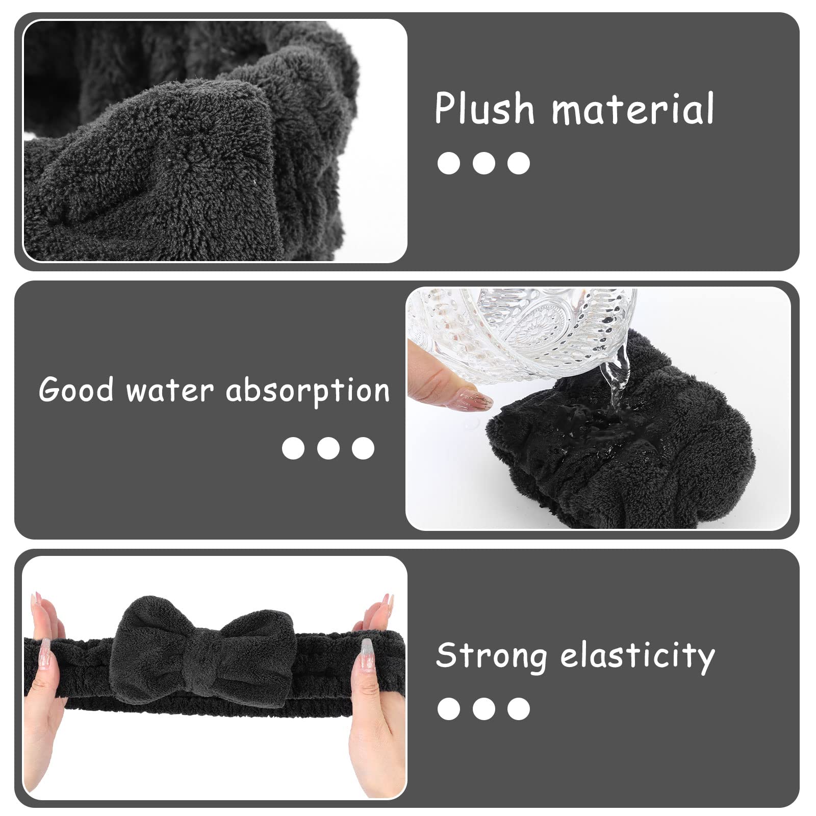 Besarme 3 Pieces Face Wash Headband And Wristband Set Spa Headband Makeup Skincare Headbands Hair Accessories For Women Wrist To