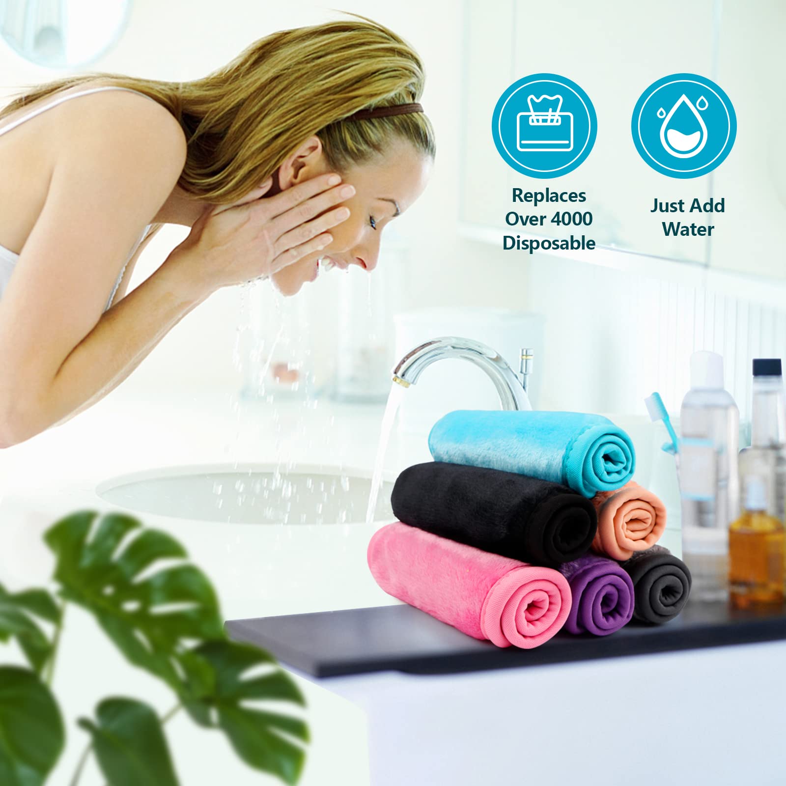 Orighty Makeup Remover Cloths 6 Packs, Makeup Removal Face Cleansing Cloth, Reusable Microfiber Facial Cleansing Towels, Remove
