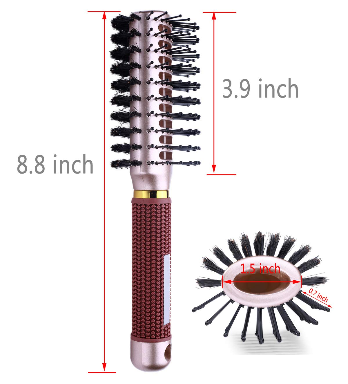 Perfehair Oval Styling Vent Hair Brush For Blow Drying, Double Sided Boar And Nylon Bristle Brush For Medium Short Length Hair