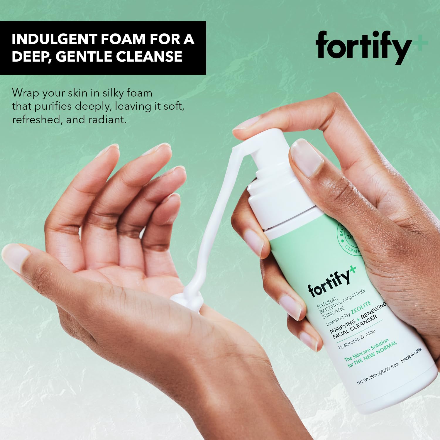 Fortify 9-In-1 Korean Foaming Facial Cleanser With Hyaluronic Acid & Aloe Vera - Deep Purifying Face Wash - Vegan, Clean Beauty,