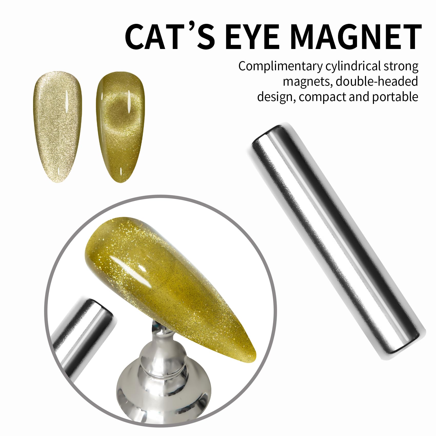 Maychao 15Ml Khaki Green Cat Eye Gel Nail Polish 1Pc Green Gel Polish With Magnet Soak Off Holographic Magnetic Gel Polish For N