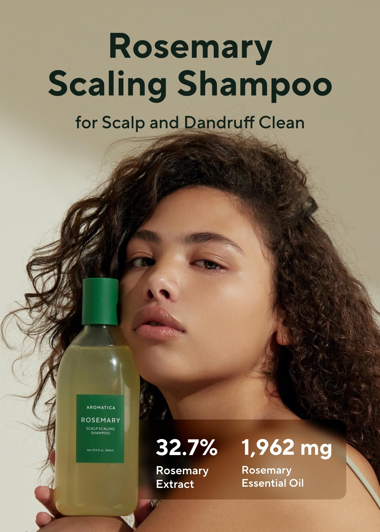 AROMATICA Rosemary Scalp Scaling Shampoo 13.53 oz / 400 ml - Vegan Shampoo with Rosemary Essential Oil-Removes Dead Cell Skins o