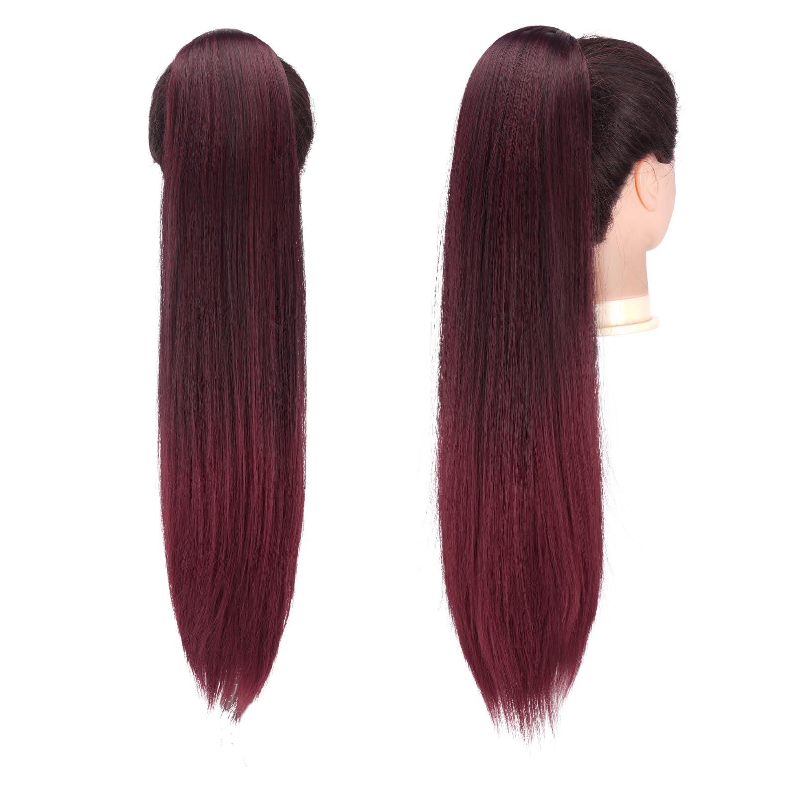 Feshfen Straight Ponytail Extensions Long Drawstring Pony Tails Natural Synthetic Hairpiece Clip In Ponytails Hairpieces For Wom