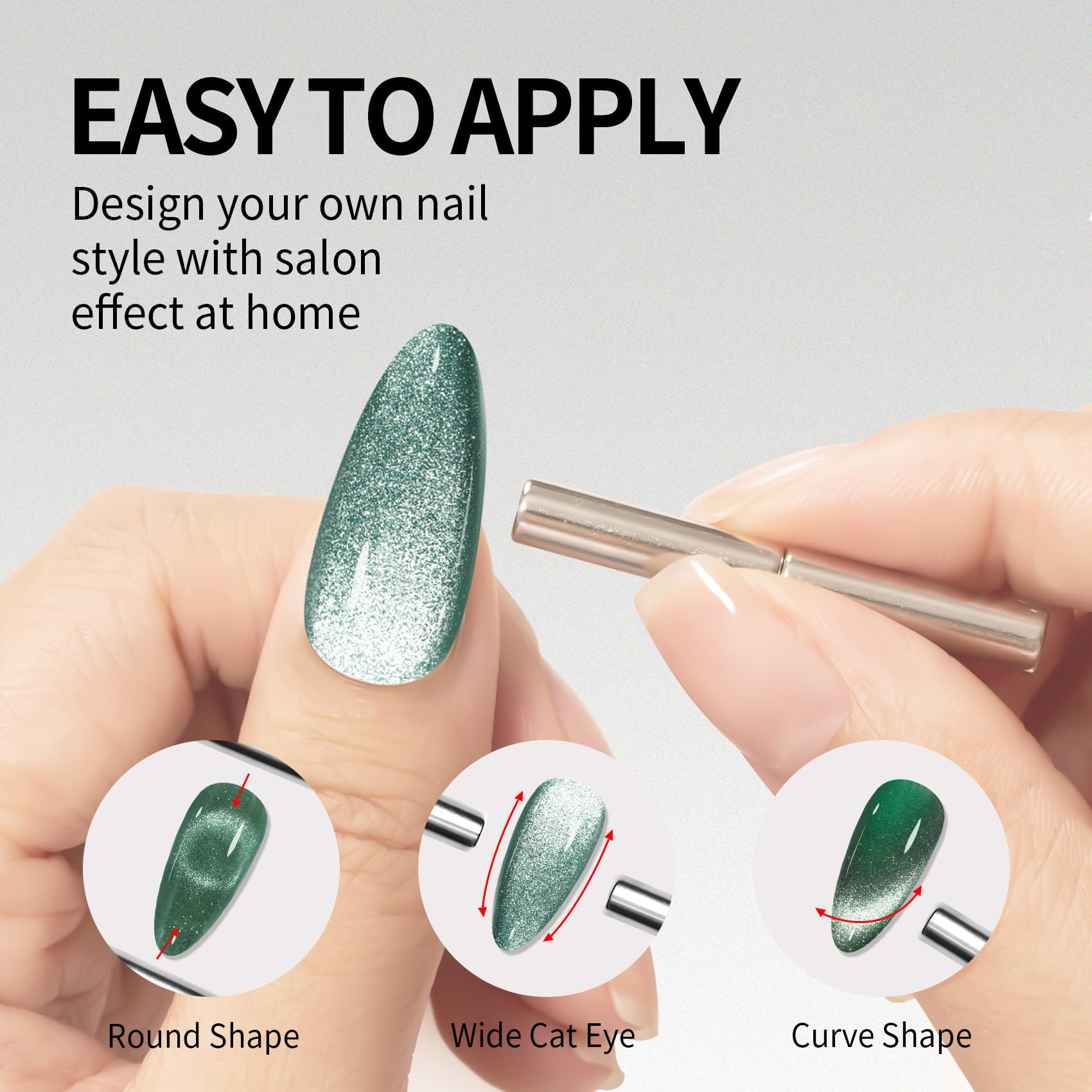 Maychao 15Ml Cat Eye Gel Nail Polish 1Pc Light Green Gel Polish With Magnet Soak Off Holographic Magnetic Nail Polish For Nail A