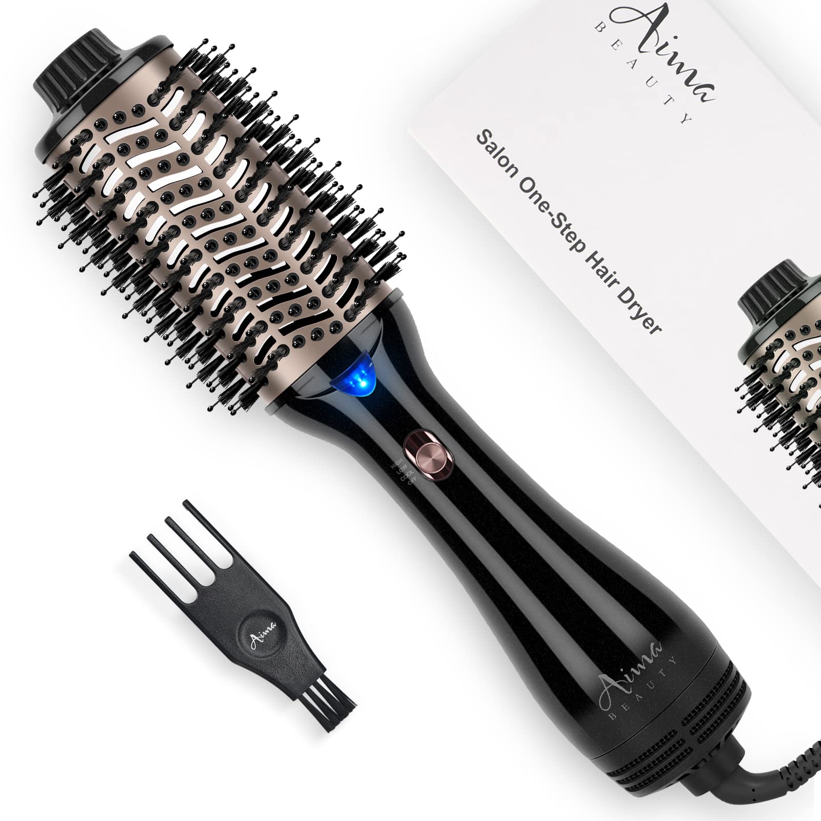 One Step Hair Dryer & Volumizing Hot Air Brush, Blow Dryer, Ceramic Straightener, Curler & Hot Comb 4 in 1 Salon Ionic Brush, Ha