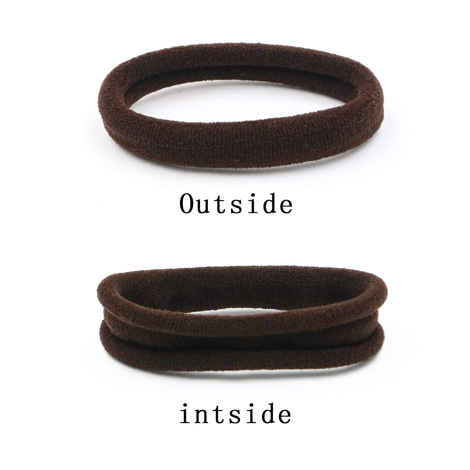Hoyols 1.6 Inch Soft & Stretch Cotton Hair Ties Large Hair Bands Nylon Fabric Ponytail Holder For Thick Heavy Curly Hair, No Sli