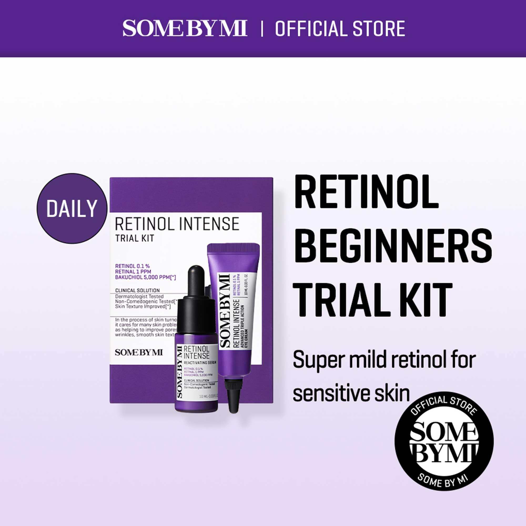 Some By Mi Retinol Intense Trial Kit - Serum And Eye Cream, 0.33Oz - Mild Korean 0.1% Retinol Face Serum And Eye Cream For Begin