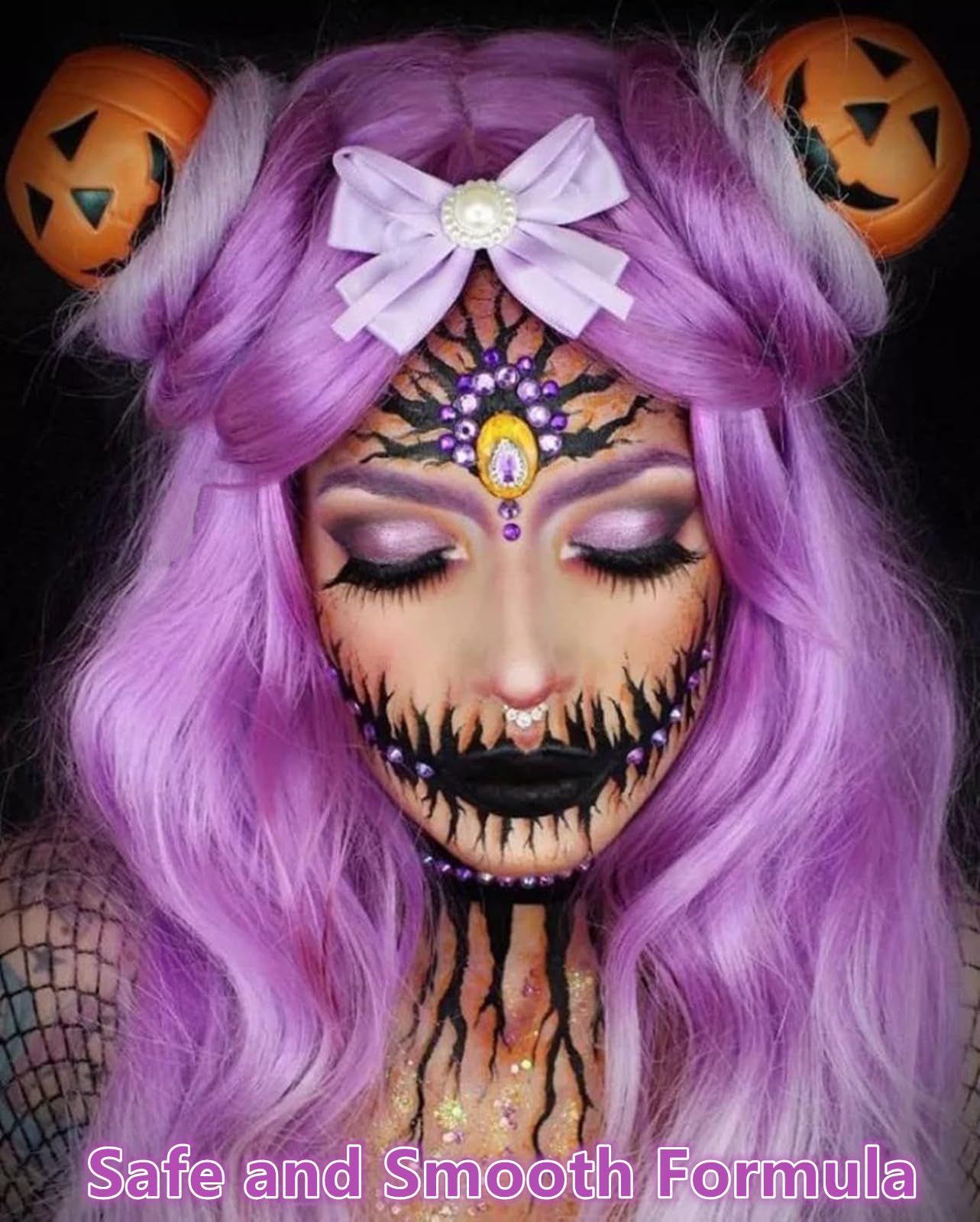 Go Ho Pastel Purple Face Paint Washable For Halloween Makeup,Creamy To Gel Water Based Pastel Purple Body Paint Full Coverage Fo