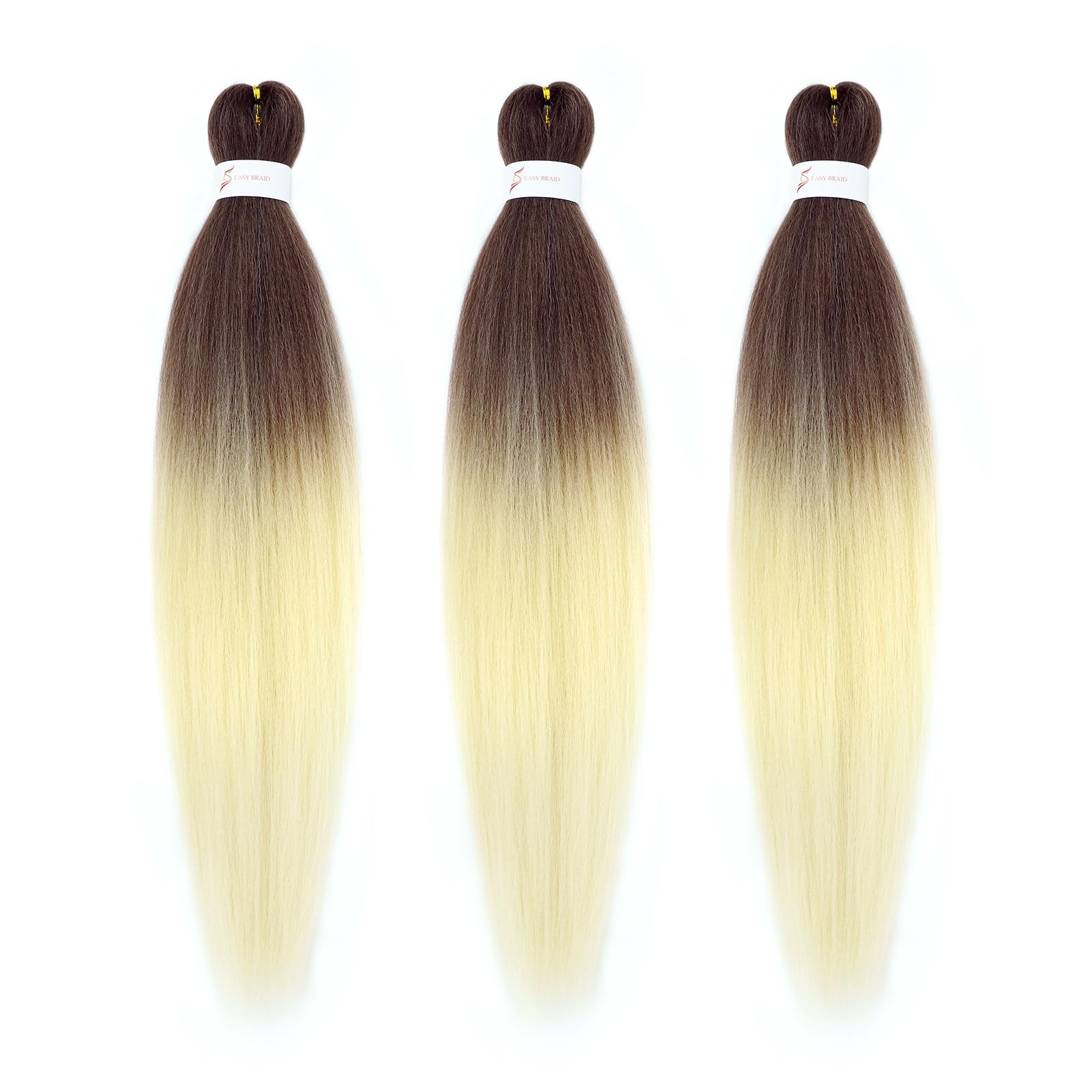 Dorsanee Chocolate Brown/Blonde Braiding Hair Pre Stretched 24 Inch 3 Packs Braiding Hair For Box Braids Twists Locs Hair Soft Y