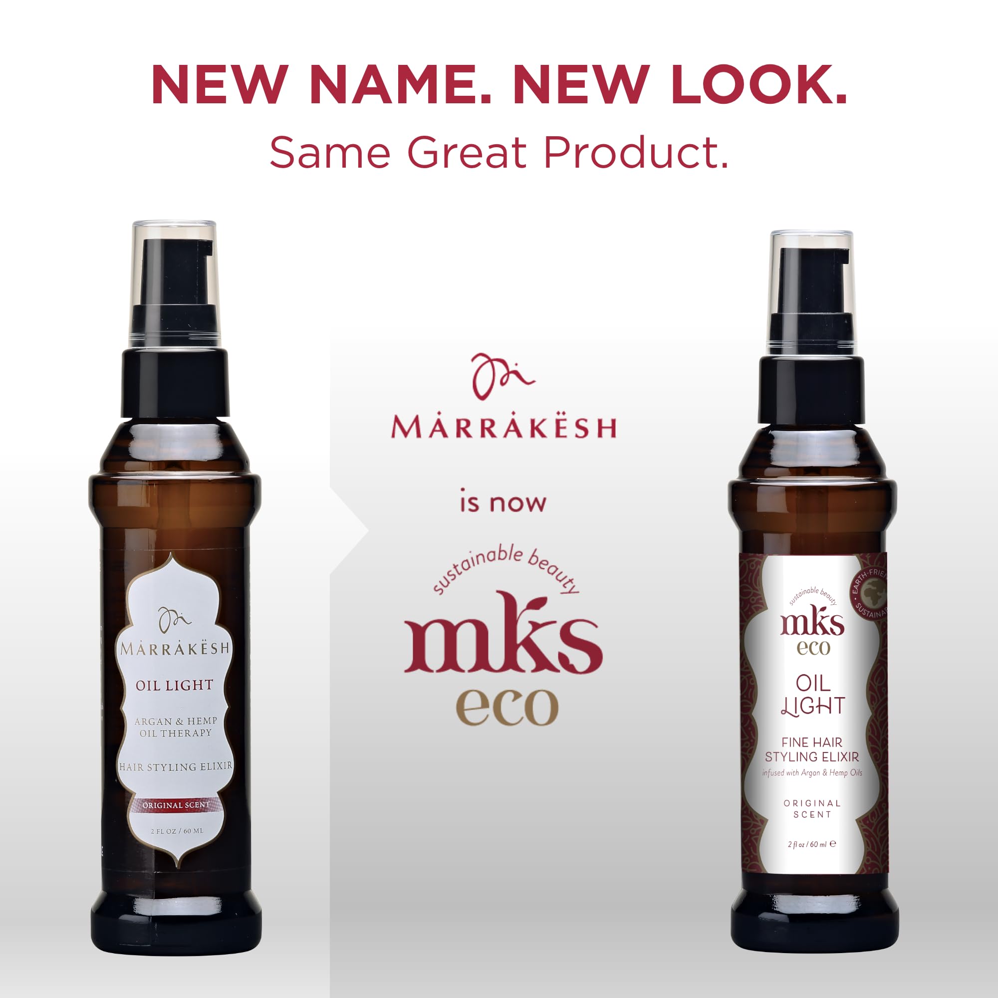 MKS Eco Hair Styling Elixir - Original 2 fl oz - Moroccan Argan Oil and Hemp Seed Oil for Fine Hair - Moisturizing, Nourishing &