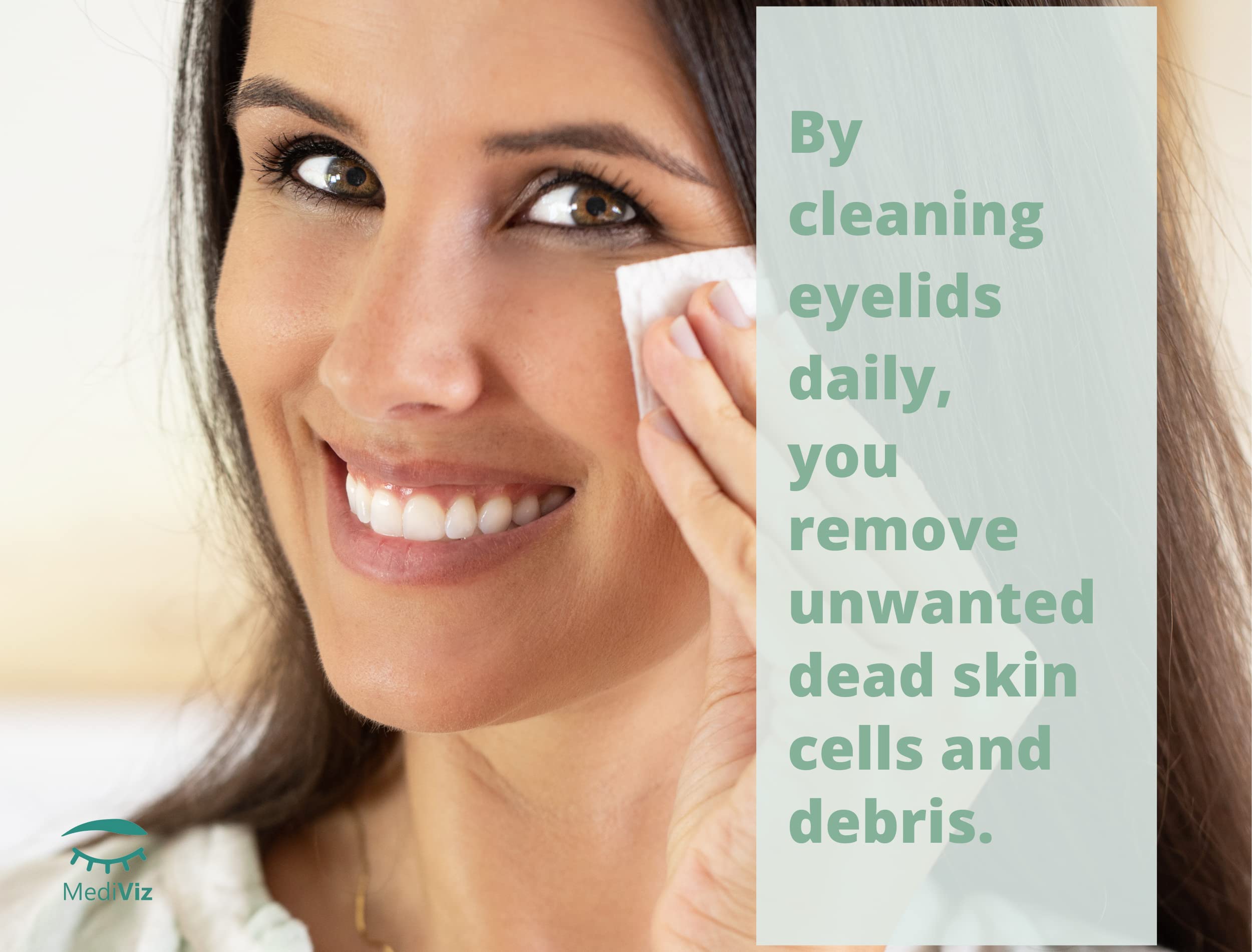Mediviz Eyelid Cleanser Wipes - Gentle, Exfoliating, Hypoallergenic Eyelid Wipes - Cleansing Wipes For Itchy Eyes Helps Remove L