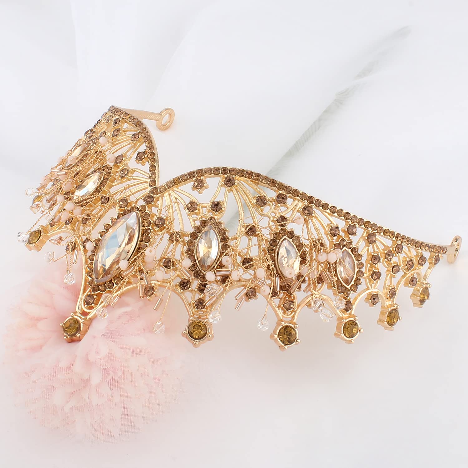 COCIDE Gold Crowns for Women Crystal Tiara for Girl Rhinestones Hair Accessories for Wedding Bride Bridal Bridesmaids Birthday P