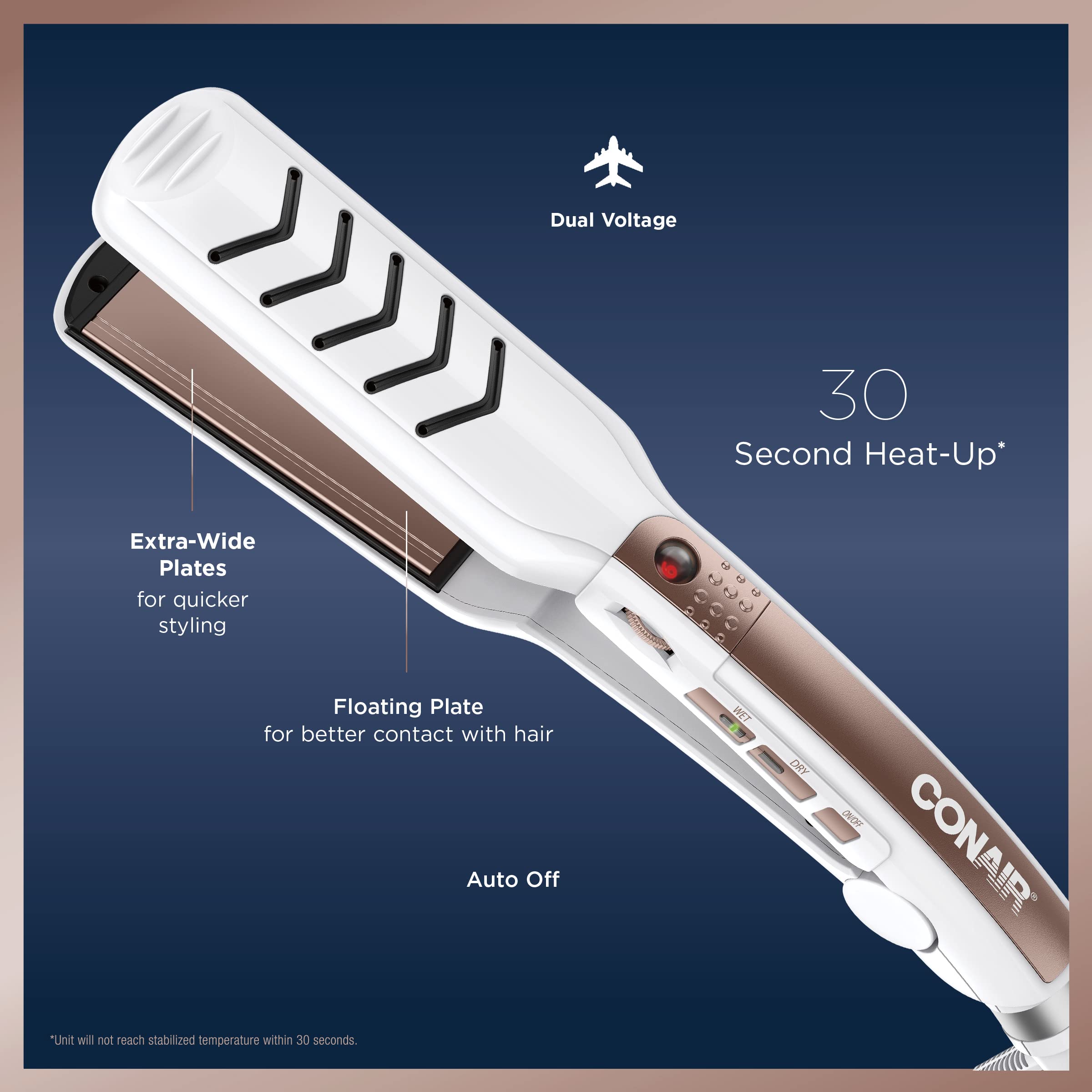 Conair Double Ceramic Flat Iron, 1 1/2-Inch Wet-To-Dry Hair Straightener