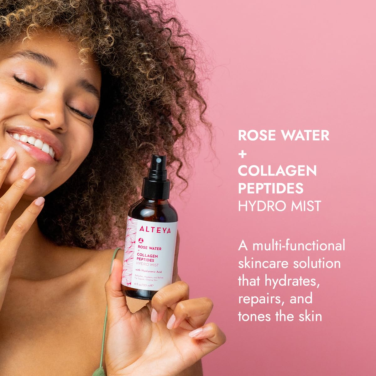 Alteya Organics Rose Water Face Toner With Collagen Peptides And Hyaluronic Acid - 4 Fl Oz/ 120Ml