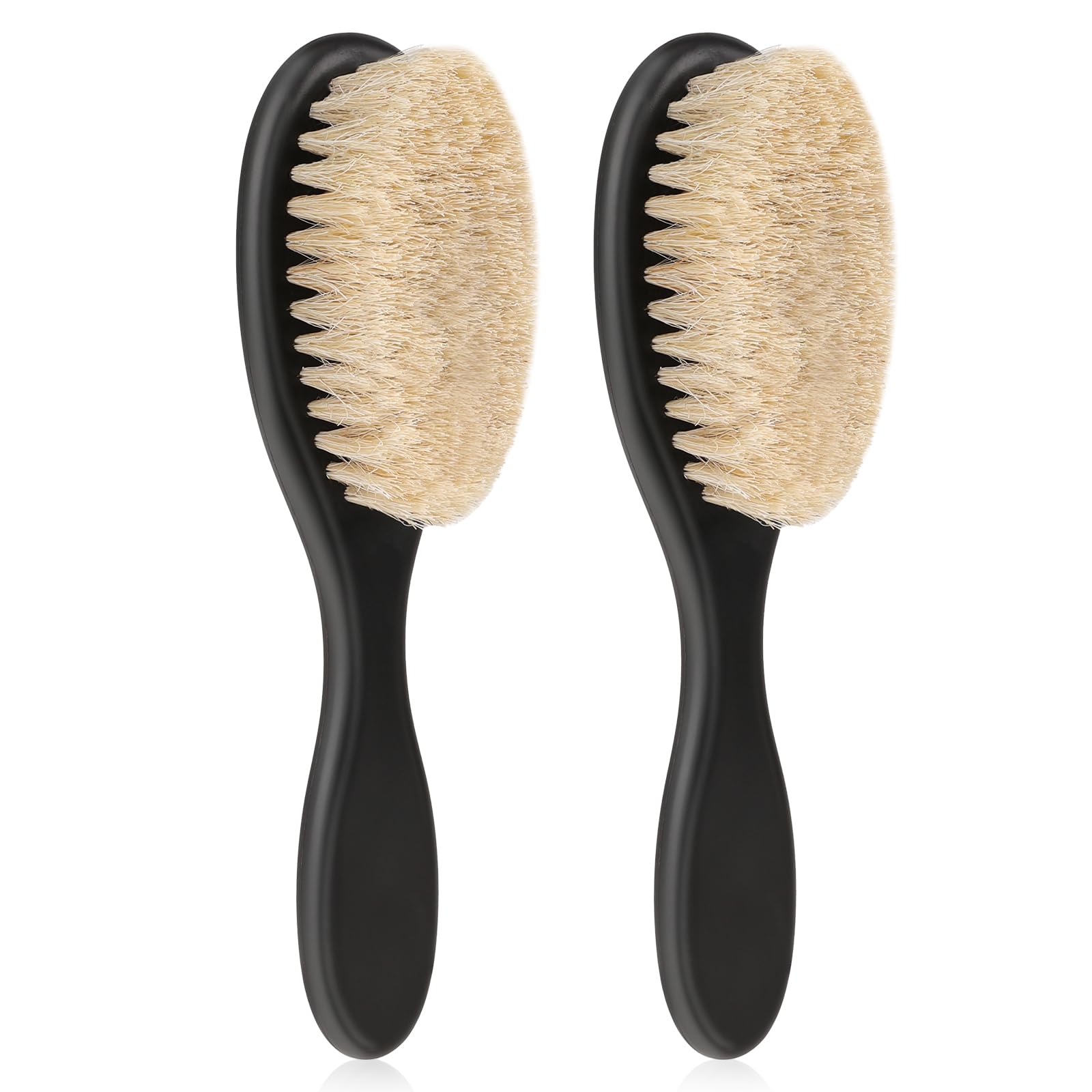 Slick Back Hair Brush, 2 Pack Soft Bristle Smoothing Hair Brushes for Women Curly Hair Detangling,Restores Shine, Horse Bristle 