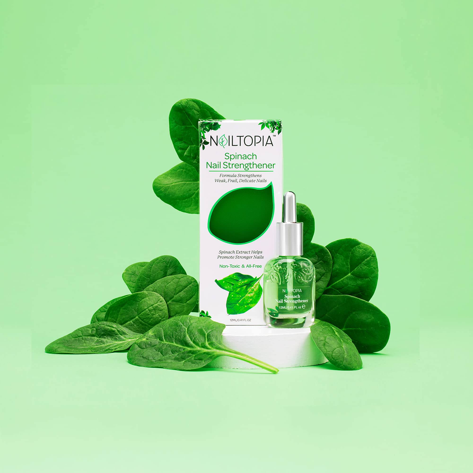 Nailtopia - Nail Strengthener - For Weak, Frail, Delicate Nails - Plant-Based, Non Toxic, Bio-Sourced, Nourishing & Hardening Su