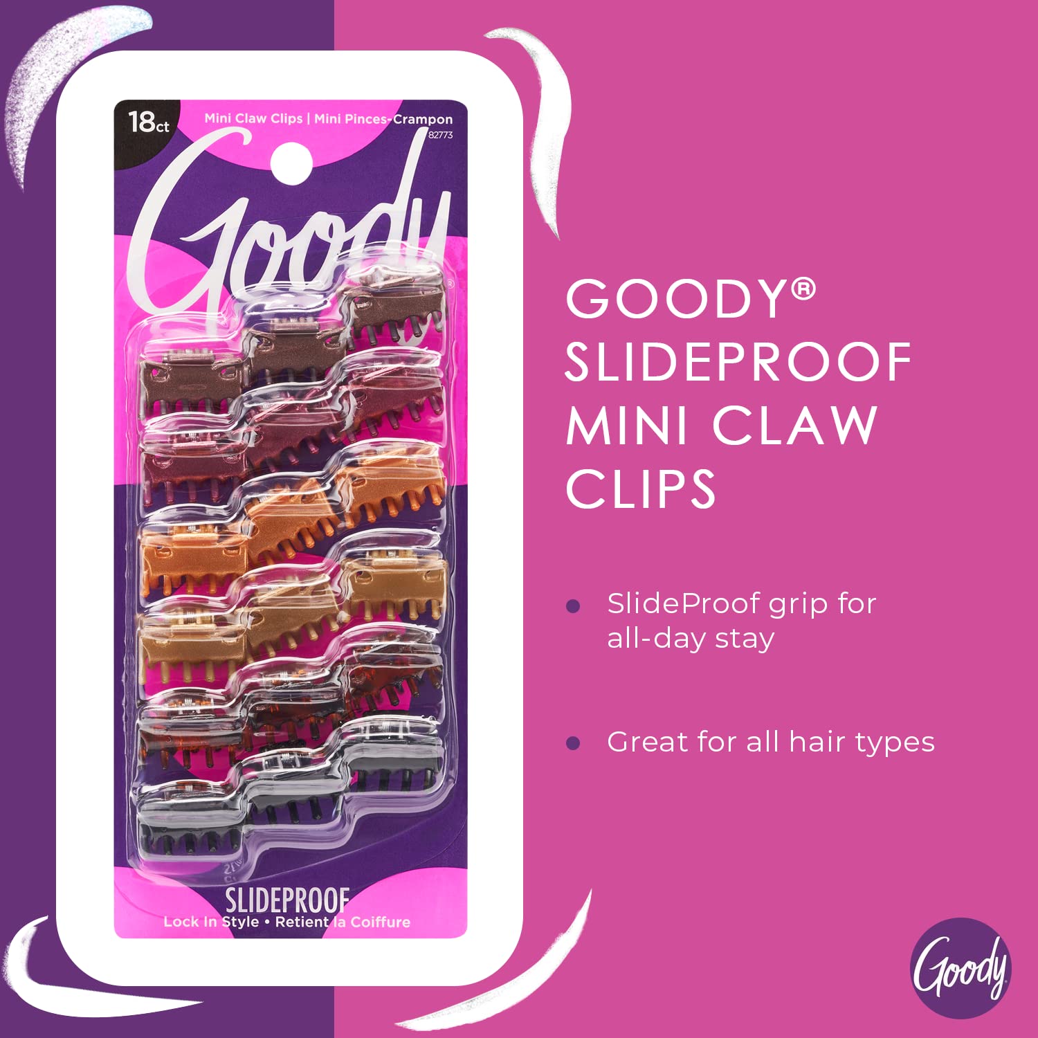 Goody Classics Mini Claw Clips , Assorted Colors - For All Hair Types - Great for Easily Pulling Up Your Hair - Pain-Free Hair A