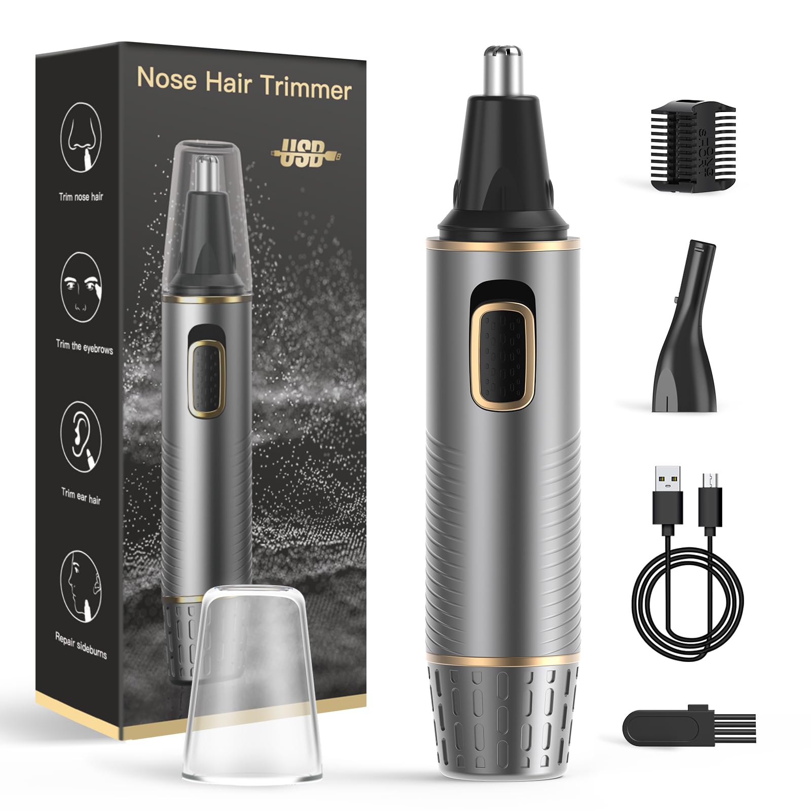 Xoomrscp Nose Hair Trimmer For Men, Painless Usb Rechargeable Nose Hair Trimmer, Ear And Nose Hair Trimmer For Men, Professional