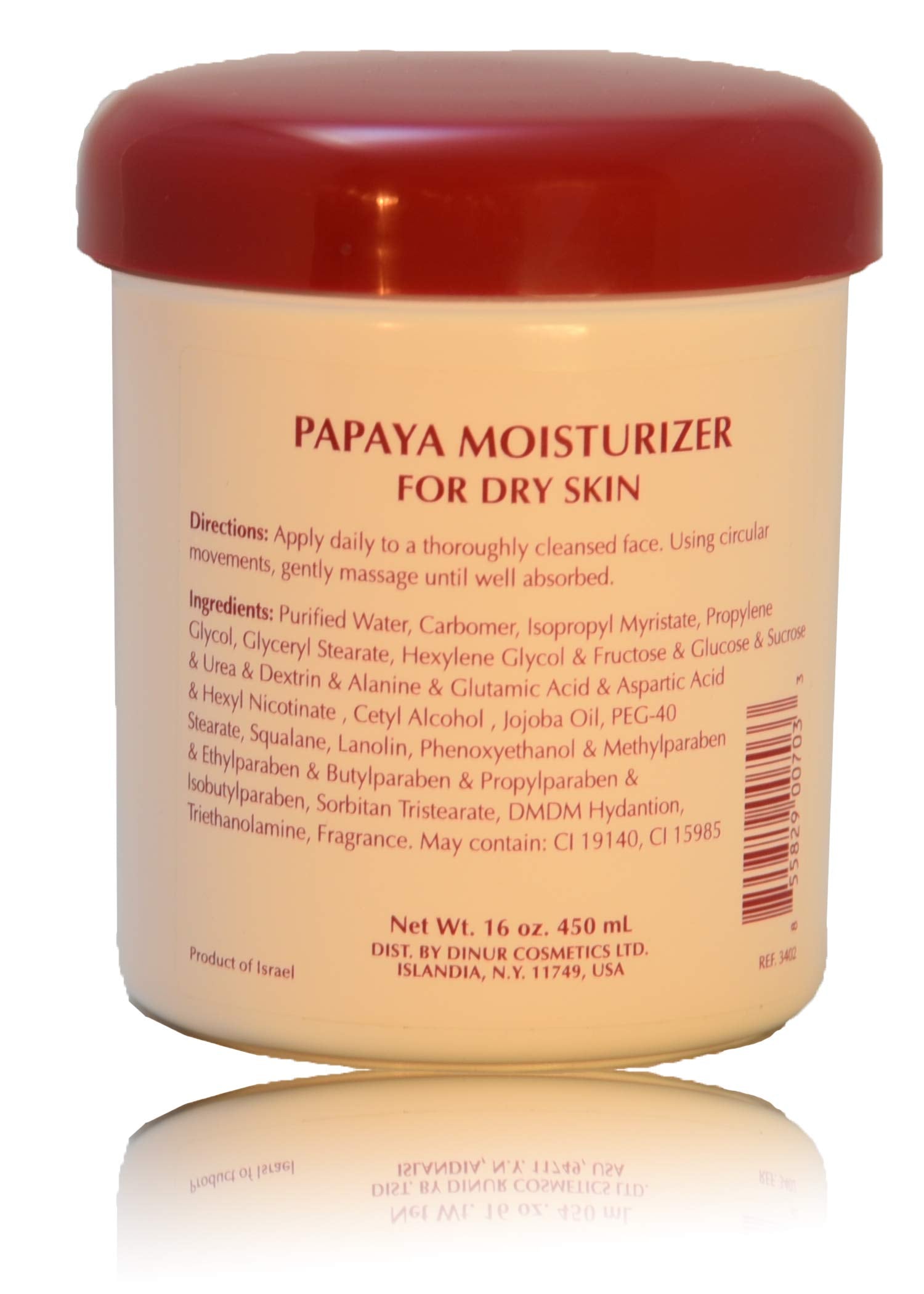 Dinur Cosmetics Papaya Moisturizer Hydrating & Nourishing Cream with Papaya Extract & Jojoba Oil for Dry Skin Gently Cleanses Di