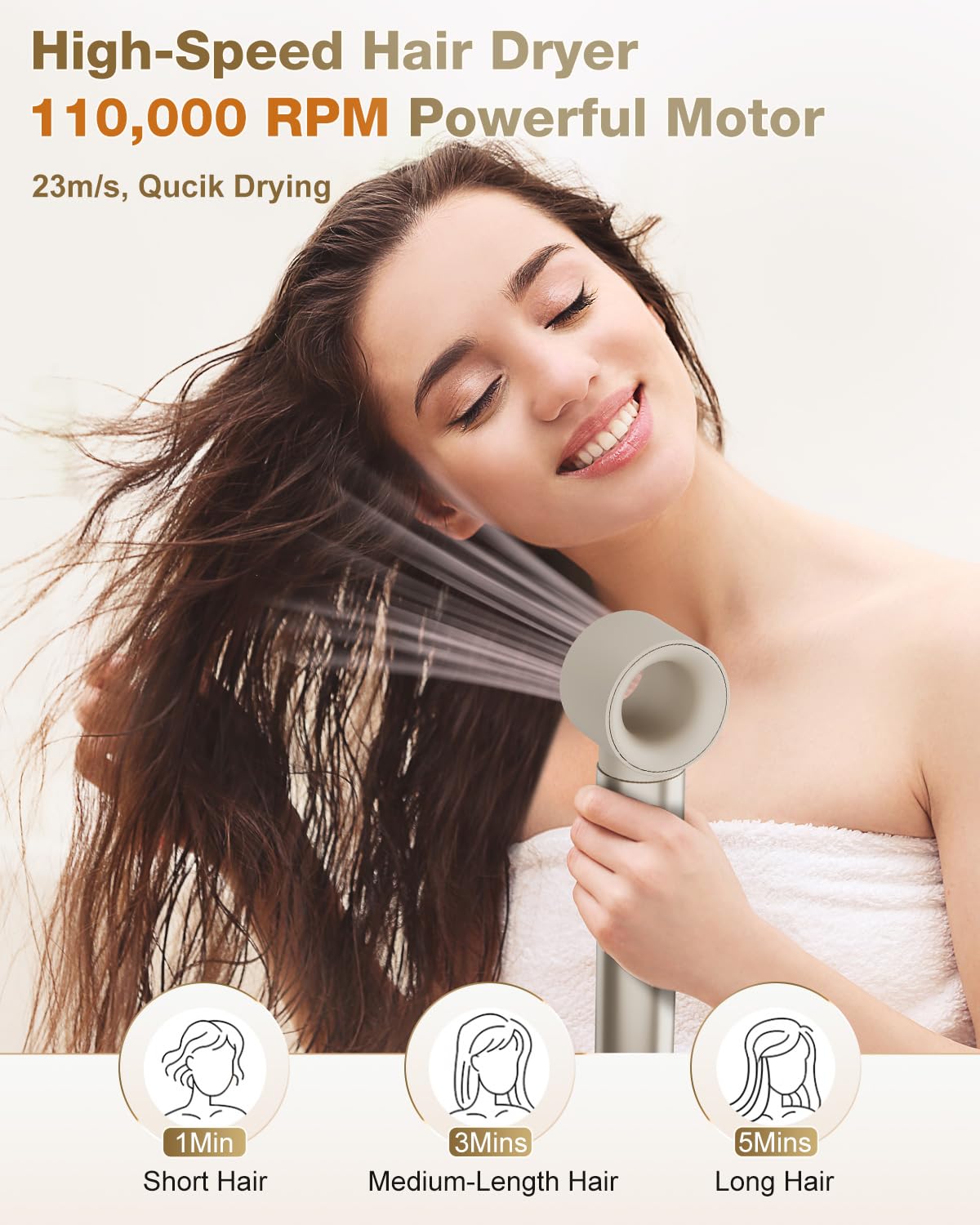 7MAGIC Hair Dryer Brush & 6 in 1 Hair Styler,110,000 RPM High-Speed Negative Ionic Hair Dryer Fast Drying, Multi Hair Styler, Pr