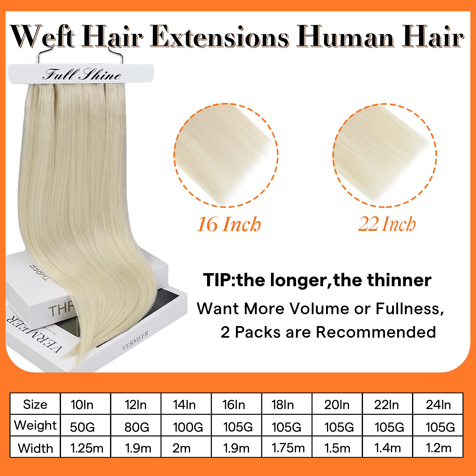 Full Shine Straight Human Hair Weft Hair Extensions 18 Inch Color 60 Platinum Blonde Remy Human Hair Weft Weave Hair Extensions