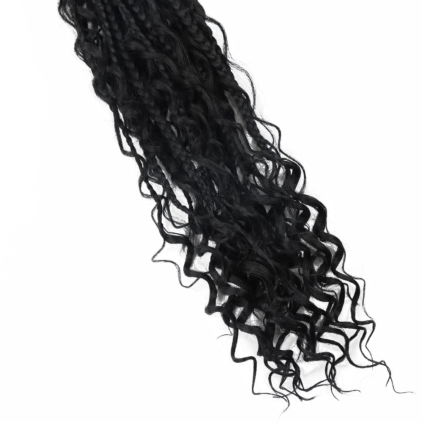 LMZIM 18 Inch 8 Packs Boho Box Braids Crochet Hair Bohemian Crochet Box Braids with Curly Ends Messy Pre-looped Hippie Braids Br