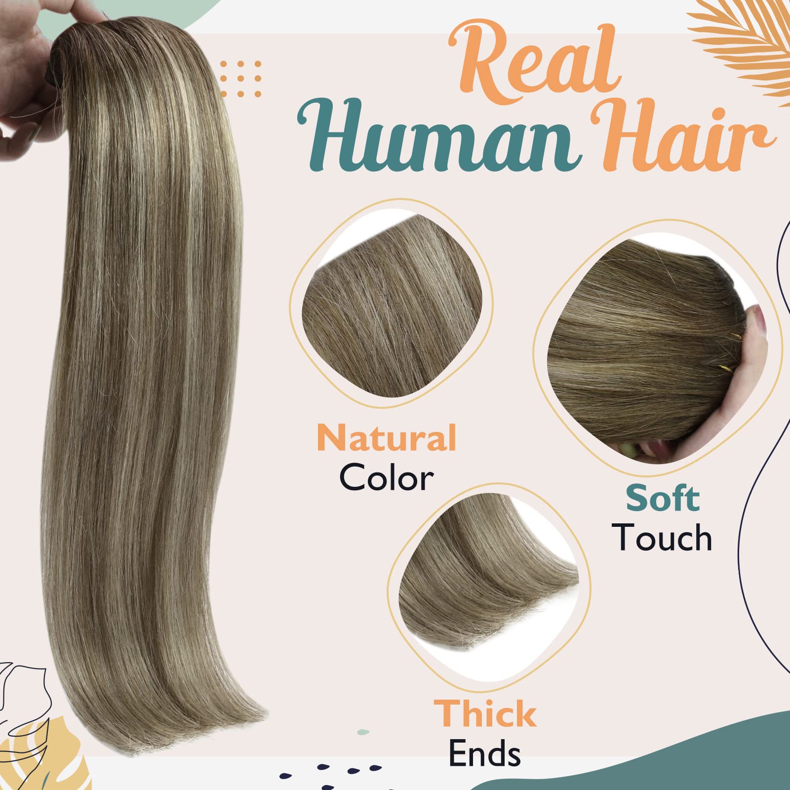 Vesunny Clip In Human Hair Extensions Balayage Brown Clip On Hair Extensions Real Human Hair Long Straight Clip In Ombre Hair Ex