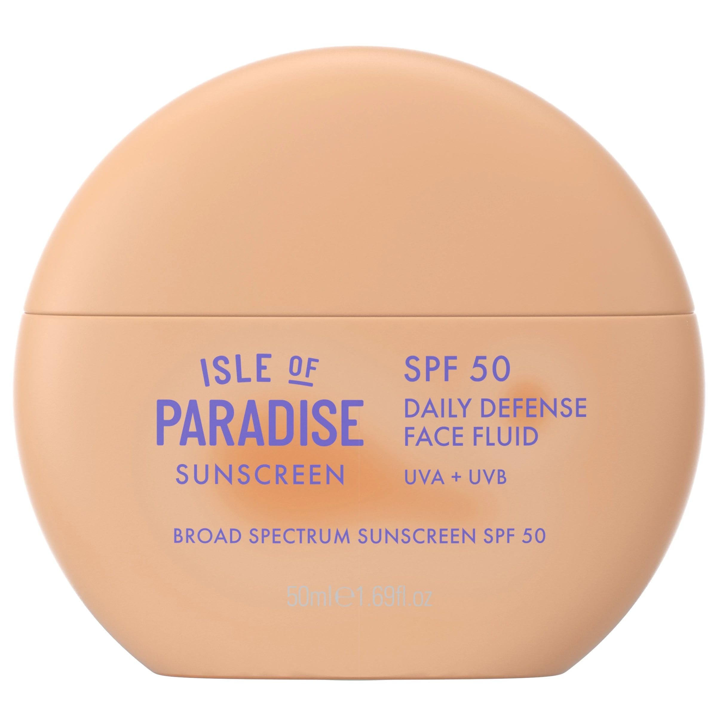Isle Of Paradise Daily Defense Face Fluid SPF 50 Sunscreen, Broad-Spectrum UVA/UVB Protection, Lightweight & Non-Greasy, Liquid 