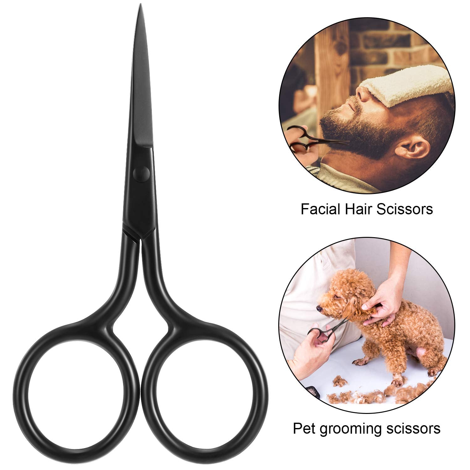 Mudder 3 Pack Small Nose Scissors - Stainless Steel Grooming Tools for Eyebrows, Nose, Mustache, Beard - Black