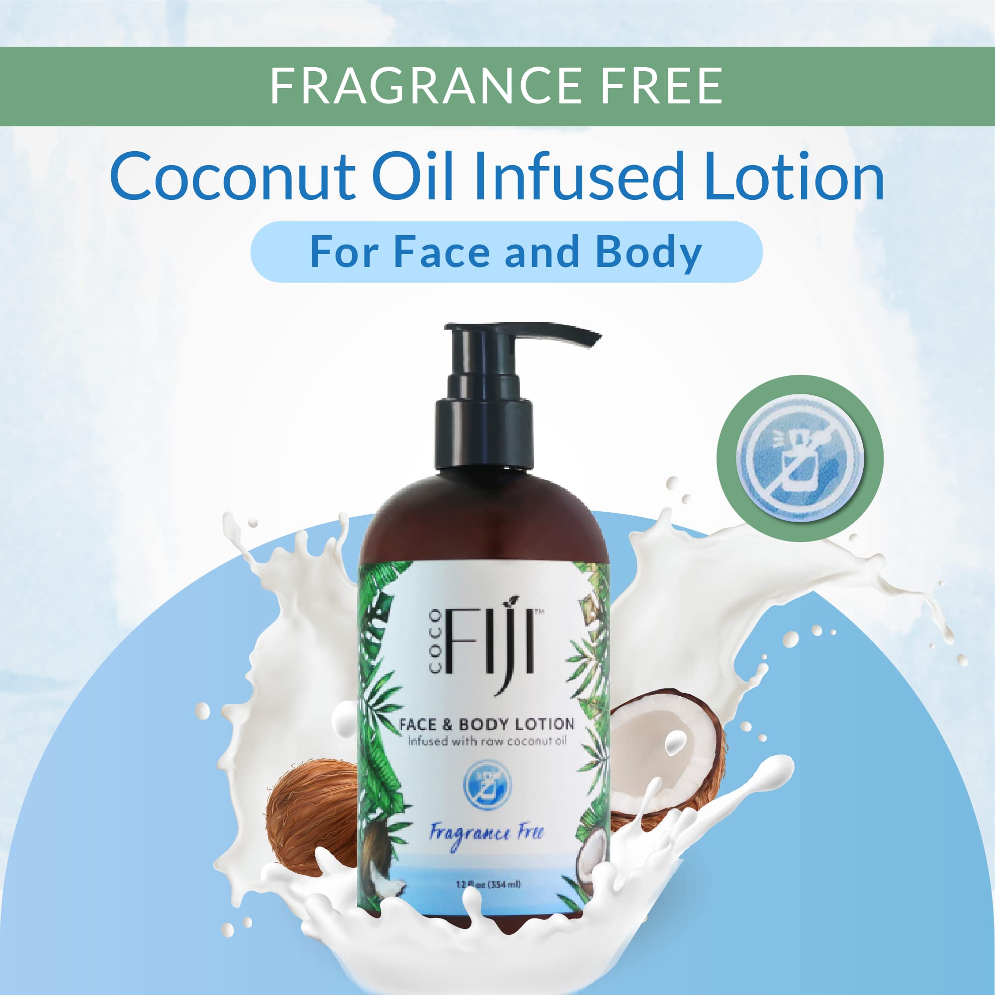 Coco Fiji Face & Body Lotion Infused With Coconut Oil | Lotion for Dry Skin | Moisturizer Face Cream & Massage Lotion for Women