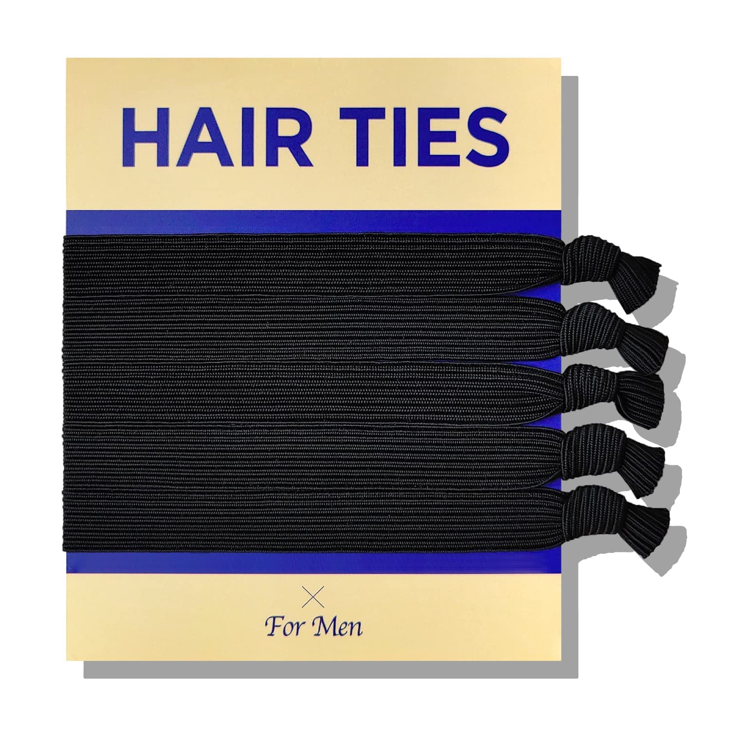 HAVHAF Knotted Mens Hair Ties For Men 5 pcs (Wide, Black) - No damage Crease Breakage Man Bun Hair Tie Men with Long Hair | For