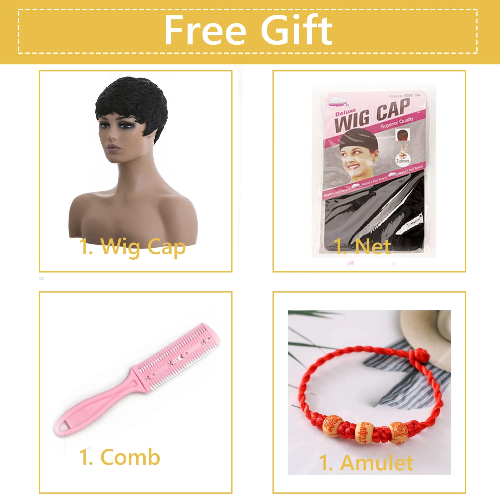 Docute Short Pixie Cut Wigs For Black Women Pixie Wigs For Black Women Pixie Cut Short Black Wavy Layered Wigs Natural Black Wav