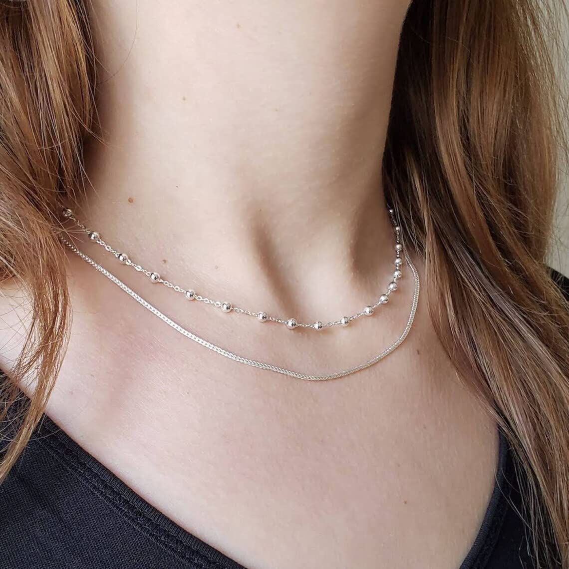 Waitsoul Sterling Silver Square Foxtail Box Chain with Lobster Clasp - 2mm Franco Chain for Men & Women - 30 Inch