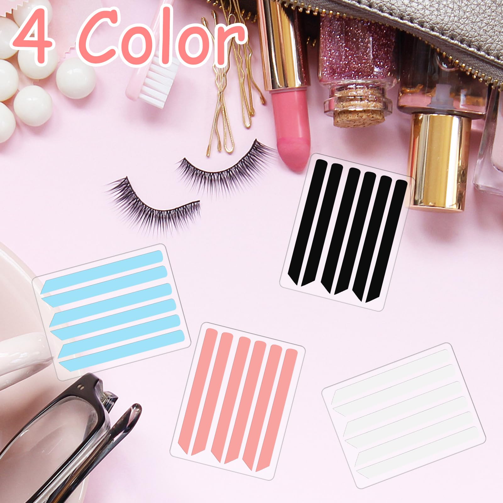 24 Pcs Lash Lift Ribbon Kit, Silicone Lash Lift Pads Lash Lift Tool, Soft Pads Rods Reusable Perm Ribbon Eyelash Lifting Compens